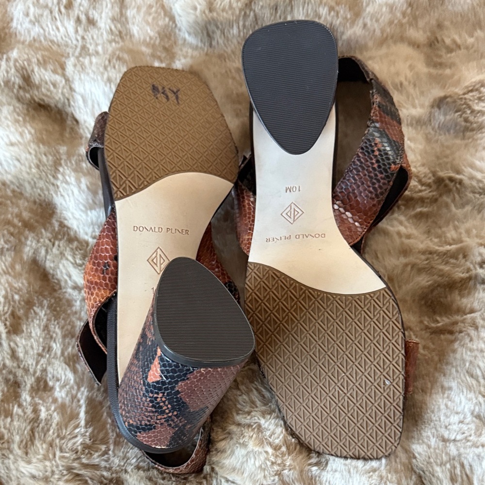 Donald J. Pliner Brown Snake-Print Leather Sandals - Picture 7 of 7